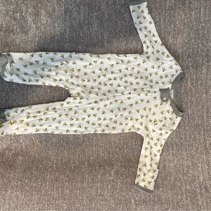 Burt's Bees Baby White and Gray Footie with Yellow Accents